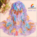 Frauen Chiffon Georgette mehrfarbige Blüten Lange Silk Schal Wraps Schal